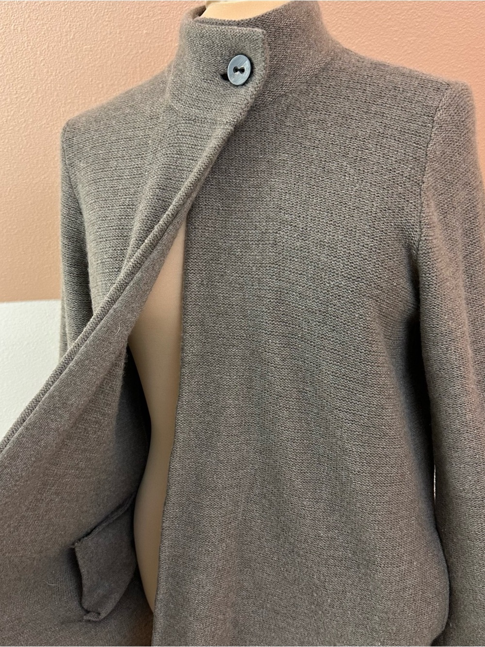 Nordstrom Collection 100% Cashmere Open Cardigan Jacket Size L One Button Preppy - Picture 3 of 16
